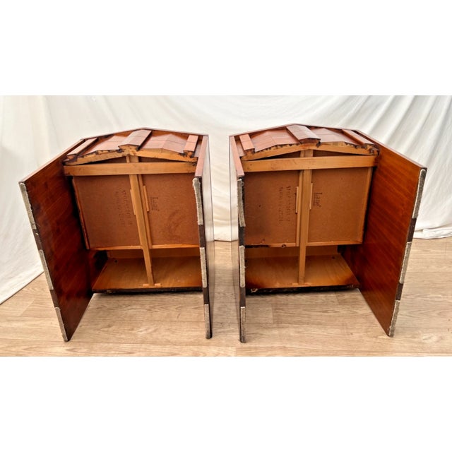 Mid Century Lane Nightstands Staccato Block Brutalist Front Walnut Side Tables, A Pair For Sale - Image 15 of 15