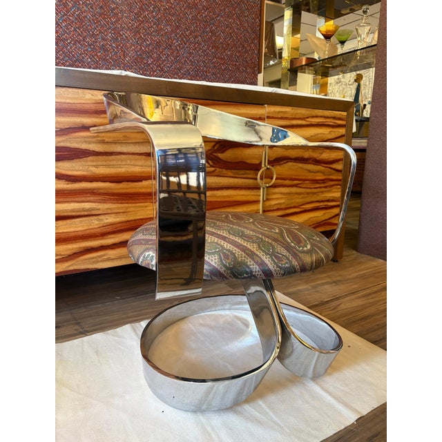 Carlos Ojínaga Erill "Cinta" Swivel Armchair, Stainless Steel, Spanish Mid-Century For Sale In New York - Image 6 of 9