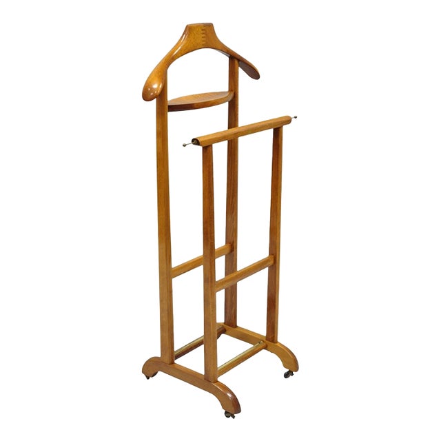 Vintage Fratelli Reguitti Italian Beech Wood 2 Tier Gentleman's Clothing Valet For Sale