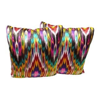 Silk Ikat Toss Cushions For Sale