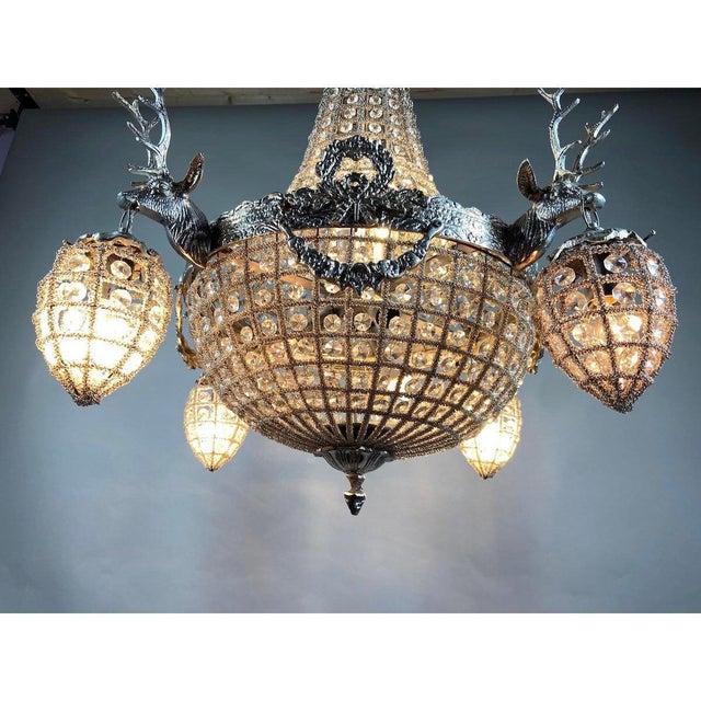 Vintage French Louis XVI Rococo Chandeliers With Silver Deer Heads - a ...