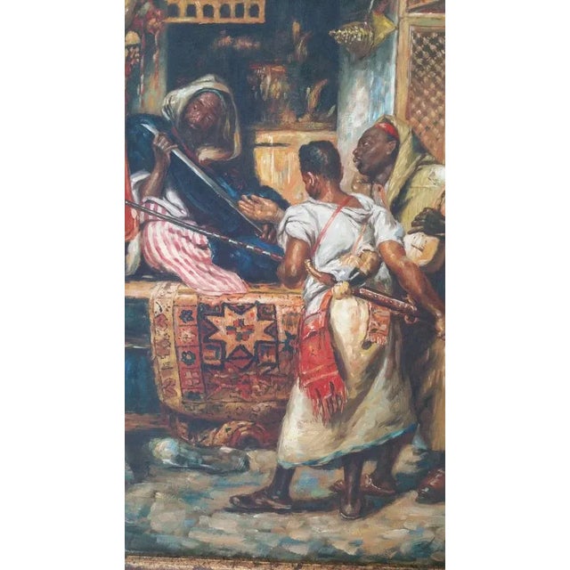 L. Sanchez, Figurative Scene, 1970s, Oil on Board For Sale - Image 4 of 5