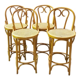 Set Of 4 Vintage Thonet Style Bentwood Barstools For Sale