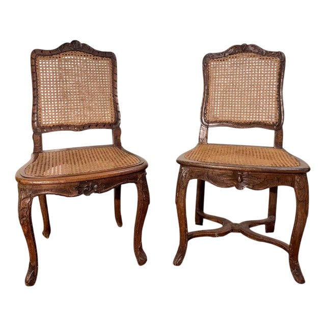 Chairs in Carved Walnut, Set of 2 For Sale
