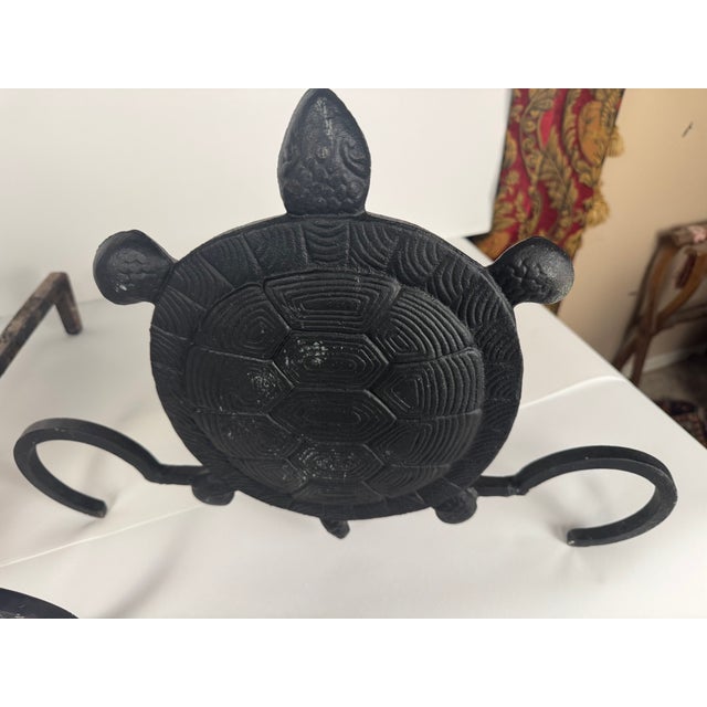 Contemporary Pair of 1990s Contemporary Turtle Andirons For Sale - Image 3 of 7