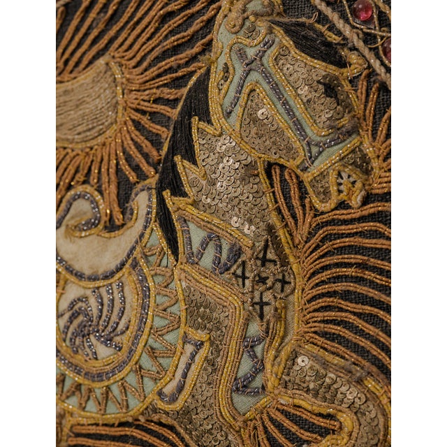Glass Vintage Mid-Century Burmese Kalaga Tapestries Featuring Embroidered Horse Motifs For Sale - Image 7 of 12