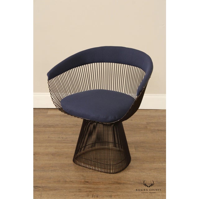 High Quality Wire Frame Lounge Chair with Custom Upholstered Seat and Backrest By Knoll (Not Labeled)