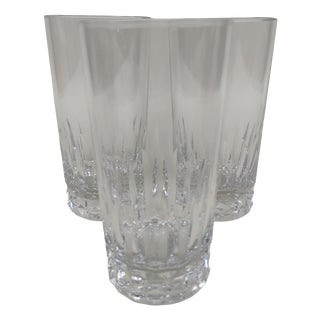 Large Vintage Baccarat Crystal Long Drink Glasses, 1970s, Set of 3 For Sale