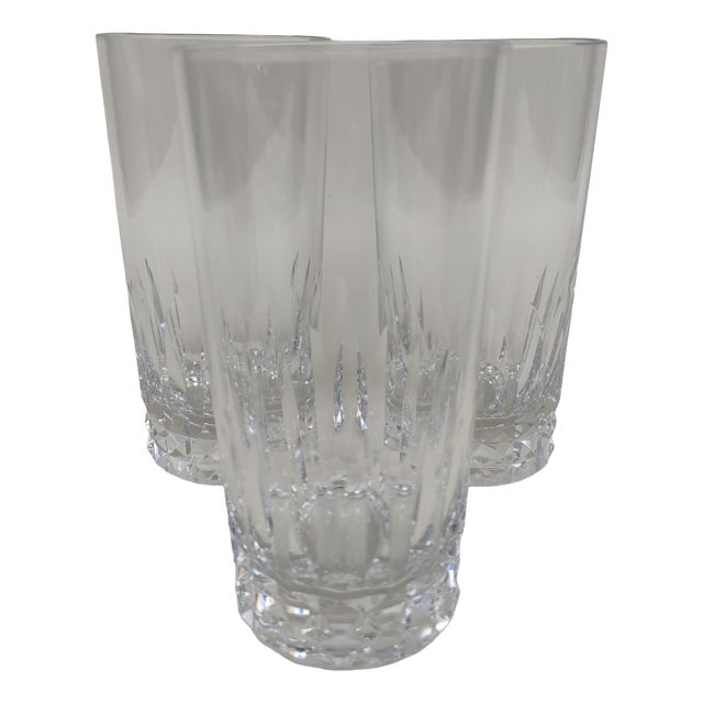 Large Vintage Baccarat Crystal Long Drink Glasses, 1970s, Set of 3 For Sale