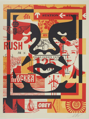 Shepard Fairey, Face Collage II, Lithograph