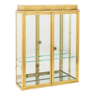 Modern Illuminated Brass and Glass Display Cabinet For Sale