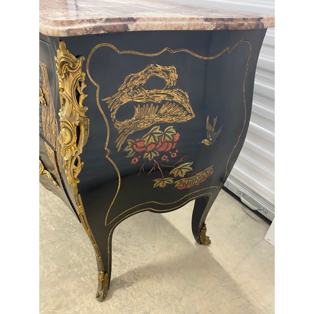 Wood Early 20th Century French Louis XV Commode Bombe Chest With Marble Top For Sale - Image 7 of 12
