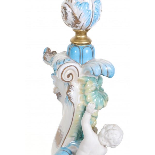 Bisque Porcelain Cherubs Candelabras in the Style of Sevres, Set of 2 For Sale - Image 12 of 14