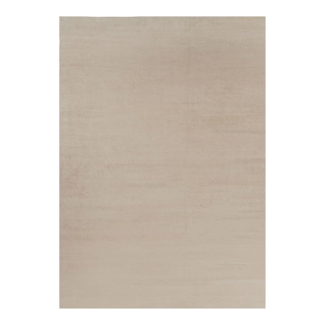 Rug & Kilim’s Oversized Modern Textural Rug in Beige and Cream Striae - 12x17 For Sale