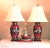 Chinoiserie 1980s Wescal Lamp Company Burgandy and Black Chinoiserie Table Lamps Set of Two W/ Imperial Pagoda Shades For Sale - Image 3 of 17