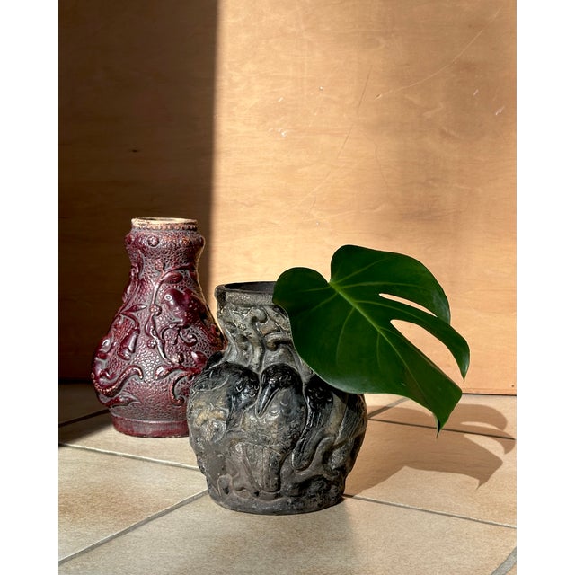 Antique Ceramic Art Relief Vases from Bernhard Bertram Pottery, Germany, 1890s, Set of 2 For Sale - Image 4 of 18