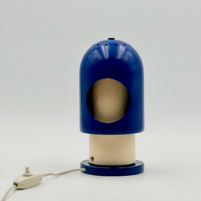 Space Age Blue Metal Eclipse Table Lamp, Italy, 1960s For Sale - Image 9 of 17