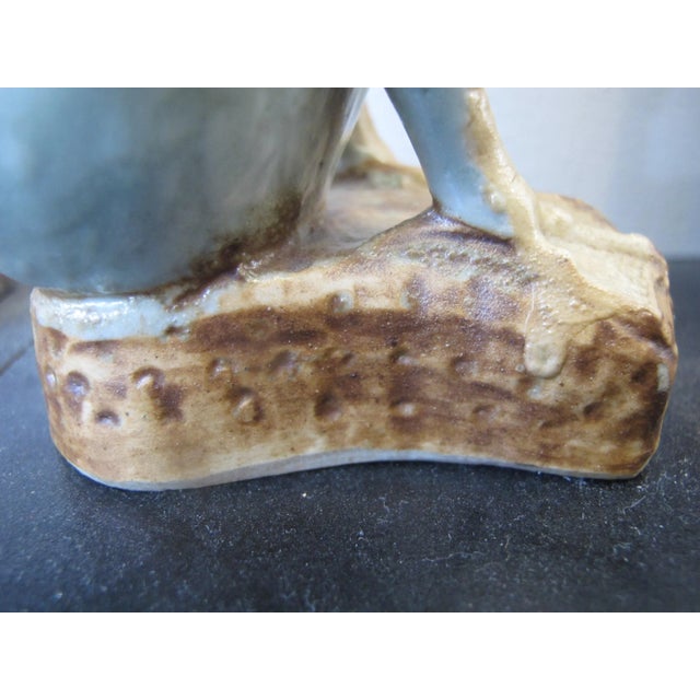 Vintage Chinese Celadon Glazed Porcelain Goose Family Figurine Statue Trio For Sale - Image 9 of 10