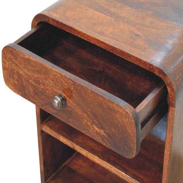Chestnut Chestnut-Finish Mango Wood 1-Drawer Open-Shelf Nightstand For Sale - Image 8 of 8