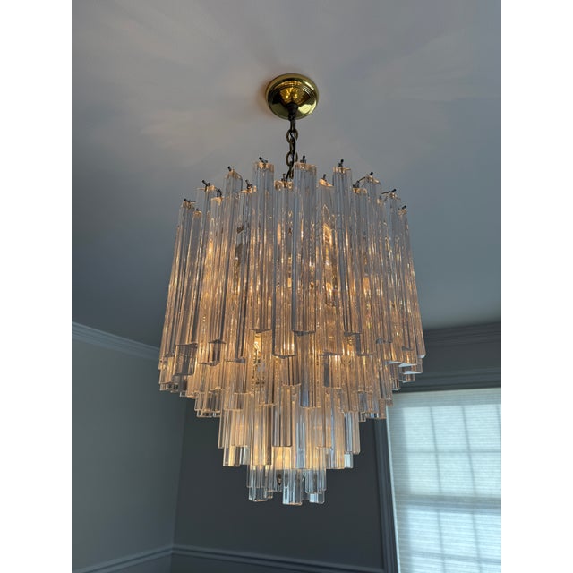 Vintage Murano Glass Clear Chandelier in the Style of Venini Triedri For Sale - Image 17 of 18