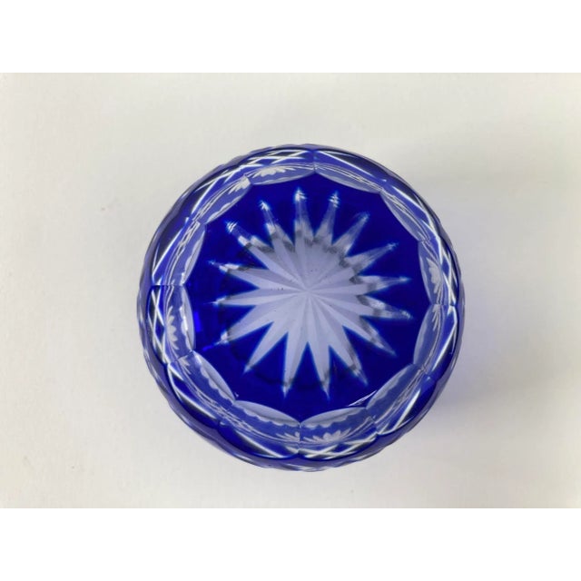 Vintage Bohemian Crystal Votive Candle Holder in Cobalt Blue For Sale - Image 9 of 13