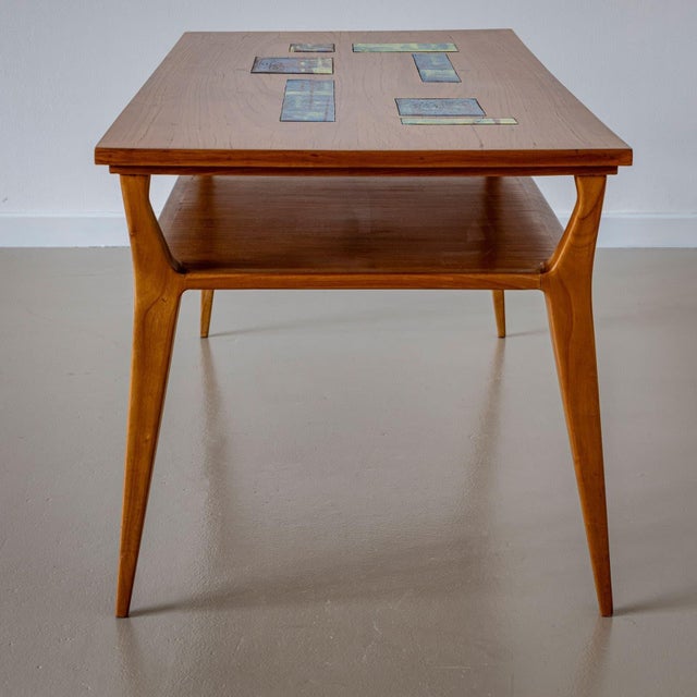 Mid-Century Modern Mid-20th Century Coffee Table with Ceramic Inlays, Italy For Sale - Image 3 of 7