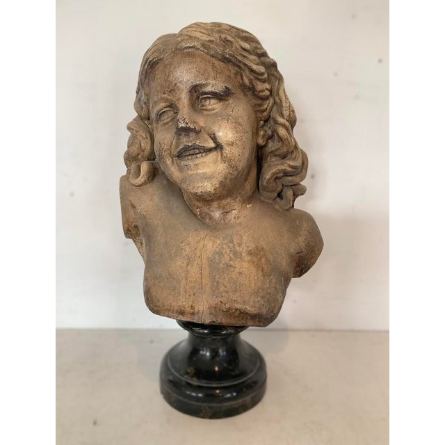 Terracotta Bust of Young Girl by Théophile Rousseau, 20th Century For Sale - Image 4 of 10