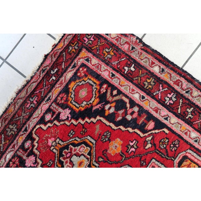 Navy Blue 1920s, Antique Persian Hamadan Rug 3.5' X 4.8' For Sale - Image 8 of 14