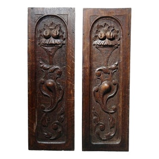 Antique 19th Century Carved Wooden Wall Panels, Set of 2 For Sale