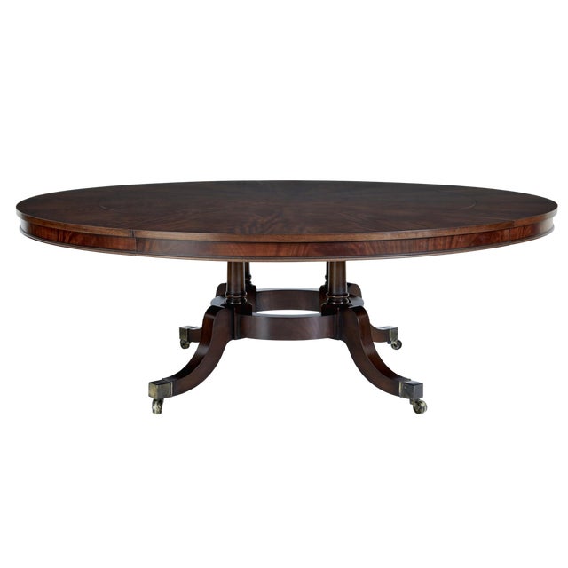 Large Regency Revival English Mahogany Jupe Dining Table For Sale