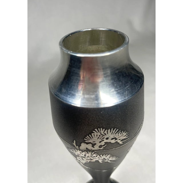 Silver Asian Japanese Satsuma Tinware Pewter Vase by Iwakiri Bikodo For Sale - Image 8 of 12