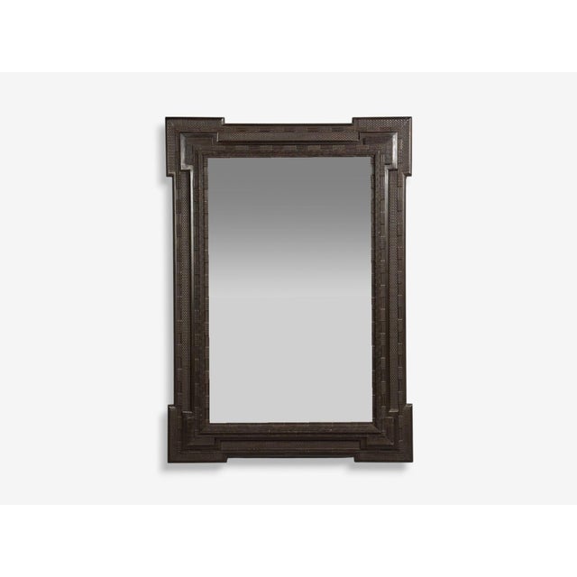 Ebony Baroque, Monumental Dutch Ripple Frame Wall Mirror, Ebonized Wood, 19th C. For Sale - Image 8 of 8