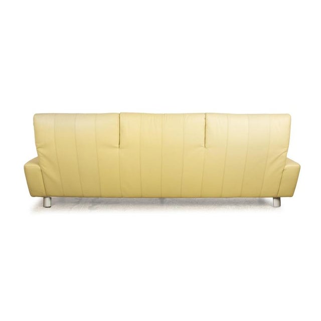 Leather Three-Seater Green Green-Yellow Sofa from Laauser For Sale - Image 9 of 11
