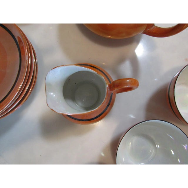 Vintage Rudolf Wachter Art Deco Orange Lusterware Tea Set- 27 Pieces For Sale - Image 11 of 11