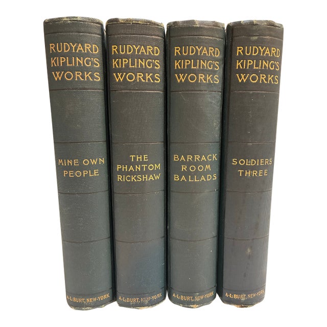 Vintage Rudyard Kipling - 4 Book Set – Green Gilt – Decorative For Sale