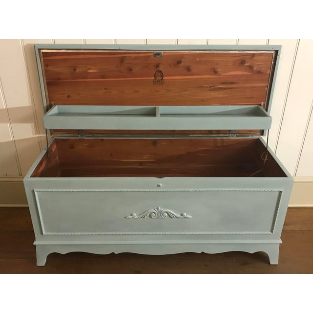 1960s Traditional Lane Furniture Blue Chalk Paint Cedar Chest