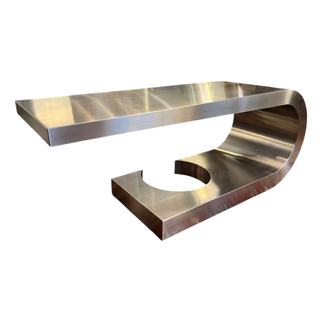 Vintage Italian Diapason Desk in Brushed Stainless Steel by Marzio Cecchi for Studio Most For Sale
