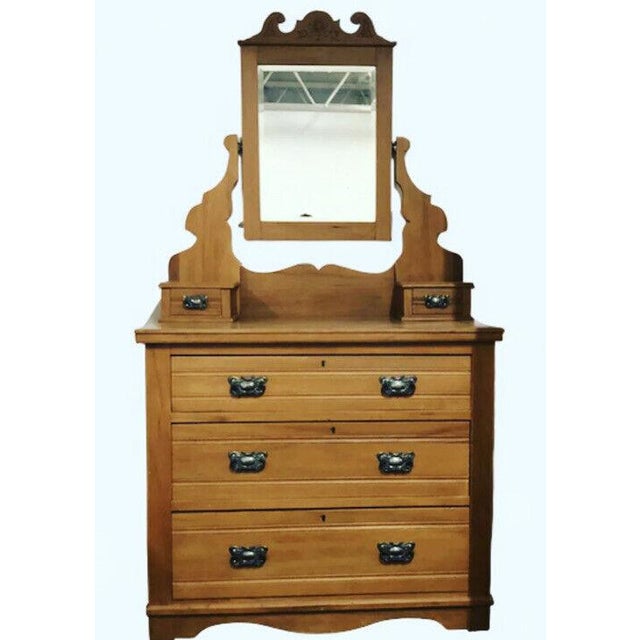 Glass Edwardian Satin Walnut Dressing Table For Sale - Image 7 of 7
