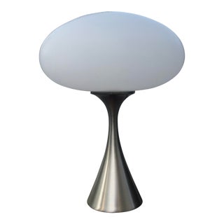 Laurel Mushroom Lamp in Satin Chrome For Sale