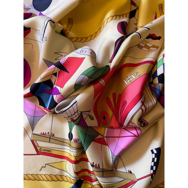 HERMÈS FOLIES du CIEL 1990 Silk Scarf designed by Dubigeon Loïc For Sale - Image 9 of 12