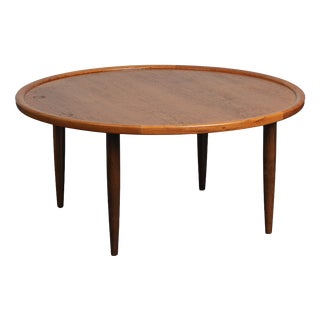 Scandinavian Modern Round Teak Coffee Table, Denmark, 1960s For Sale