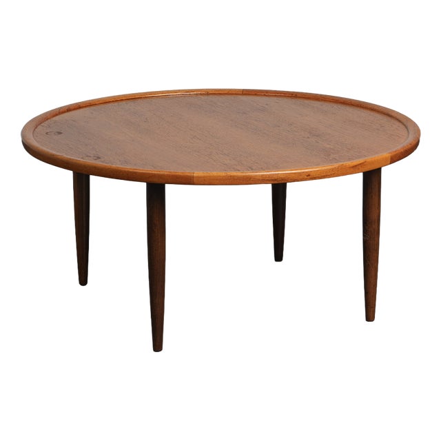 Scandinavian Modern Round Teak Coffee Table, Denmark, 1960s For Sale