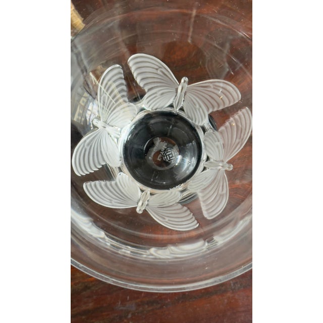 Transparent Vintage Postmodern Crystal Butterfly Bowl on Stand, Signed Kai Yin Lo 1989 For Sale - Image 8 of 8