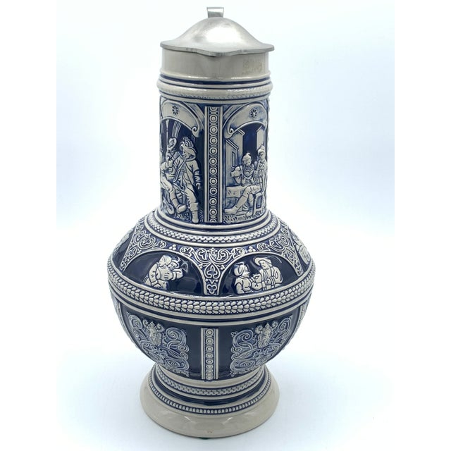 Traditional 1960s 14" Gerz Salt Glaze Stein With Pewter Lid For Sale - Image 3 of 7