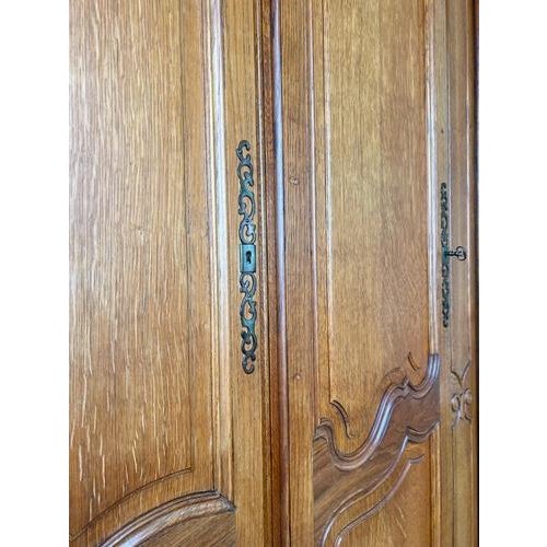 Vintage French Louis XVI Style Oak 4-Door Armoire For Sale - Image 10 of 13