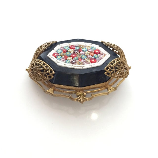 Late 19th Century Late Victorian Murano Glass Mosaic on Black Jet Stone For Sale - Image 4 of 4