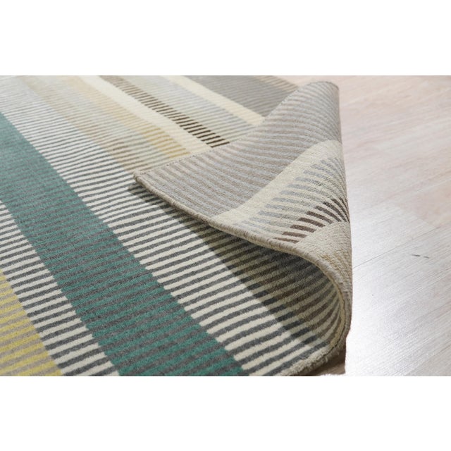 2020s 6x9 Zinnia Striped Green Geometric Contemporary Handmade Wool Carpet Rug For Sale - Image 5 of 13