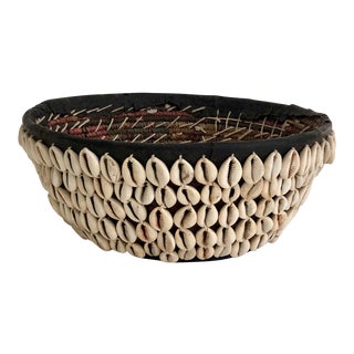 Antique African Cowrie Shell Basket For Sale