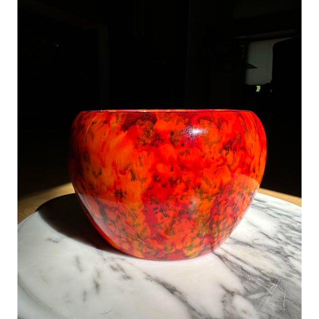 Gemstone 1970’s Lava Orange Red Glazed Ceramic Planter For Sale - Image 7 of 11