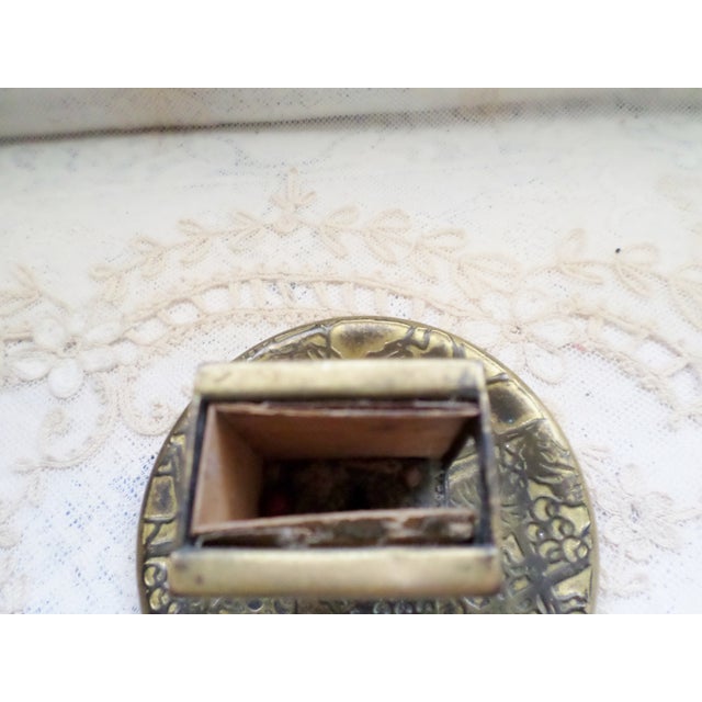Metal Tiffany Gold Gilt Favrile Art Glass Cigarette Ashtray Match Holder For Sale - Image 7 of 14
